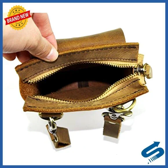 Genuine Leather Messenger Bag Adjustable Strap Waist Pack Retro Classic